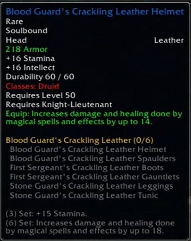 wow sod phase 3 blood guard's crackling leather helmet